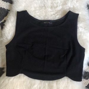 Black Scalloped Crop Top